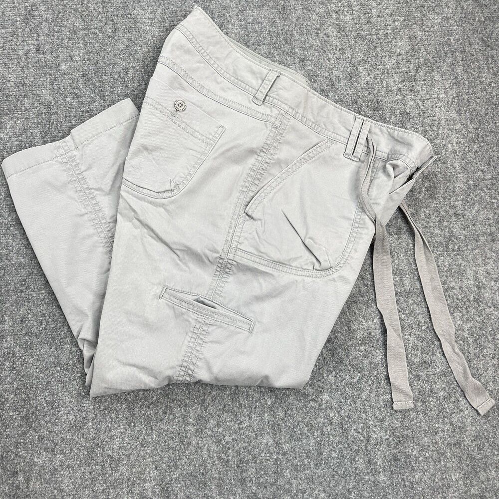 Eddie Bauer Shaw Fit Capri Pants Size 8 Gray Ribbed Tie Waist Hiking Outdoor - Picture 7 of 12